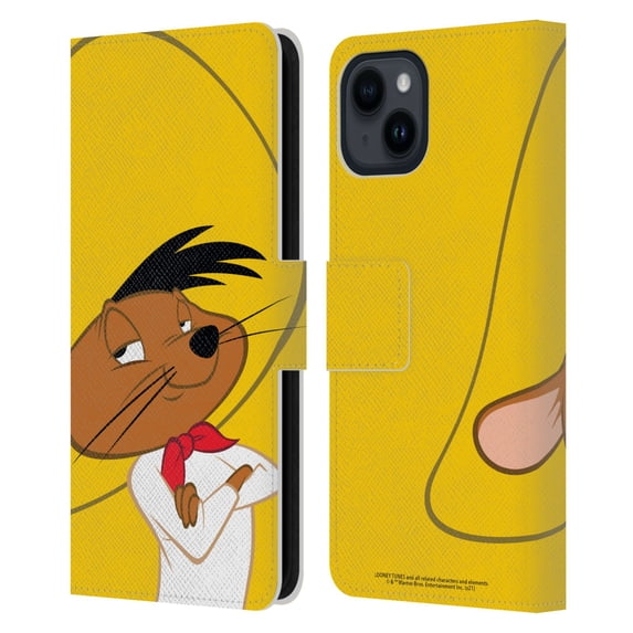 Head Case Designs Officially Licensed Looney Tunes Characters Speedy Gonzales Leather Book Wallet Case Cover Compatible with Apple iPhone 15