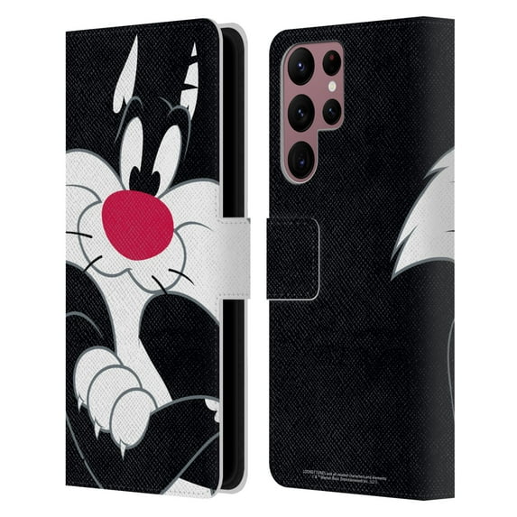 Head Case Designs Officially Licensed Looney Tunes Characters Sylvester The Cat Leather Book Wallet Case Cover Compatible with Samsung Galaxy S22 Ultra 5G