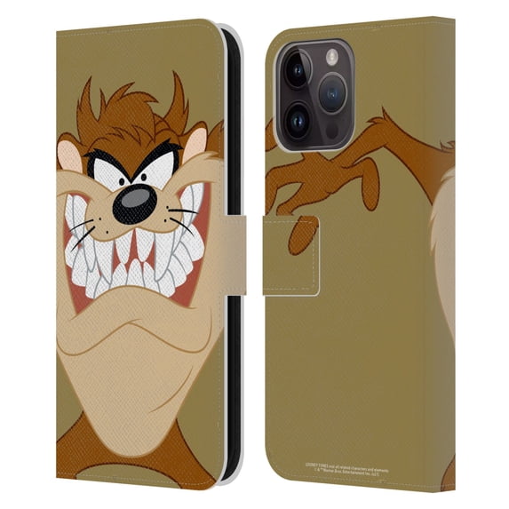 Head Case Designs Officially Licensed Looney Tunes Characters Tasmanian Devil Leather Book Wallet Case Cover Compatible with Apple iPhone 15 Pro Max