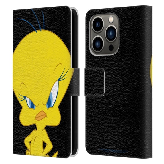Head Case Designs Officially Licensed Looney Tunes Characters Tweety Leather Book Wallet Case Cover Compatible with Apple iPhone 14 Pro