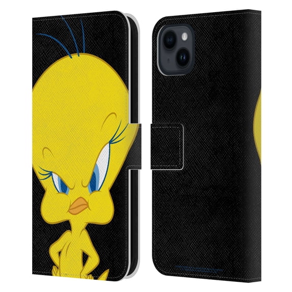 Head Case Designs Officially Licensed Looney Tunes Characters Tweety Leather Book Wallet Case Cover Compatible with Apple iPhone 15 Plus