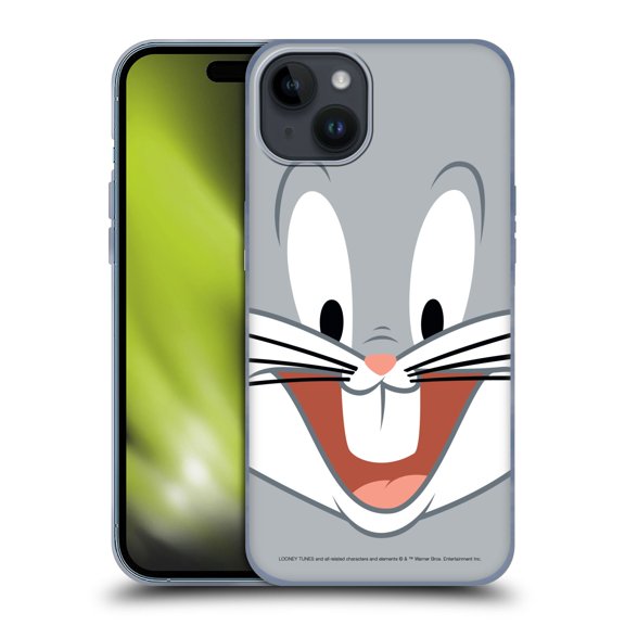 Head Case Designs Officially Licensed Looney Tunes Full Face Bugs Bunny Soft Gel Case Compatible with Apple iPhone 15 Plus