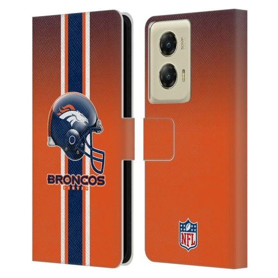 Head Case Designs NFL Denver Broncos Logo Helmet Leather Book Wallet Case Cover For Motorola Moto G Stylus 5G (2024)