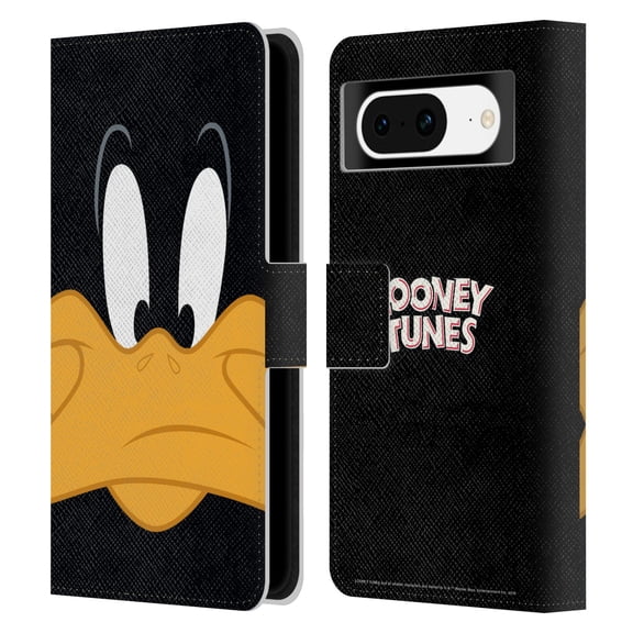 Head Case Designs Officially Licensed Looney Tunes Full Face Daffy Duck Leather Book Wallet Case Cover Compatible with Google Pixel 8