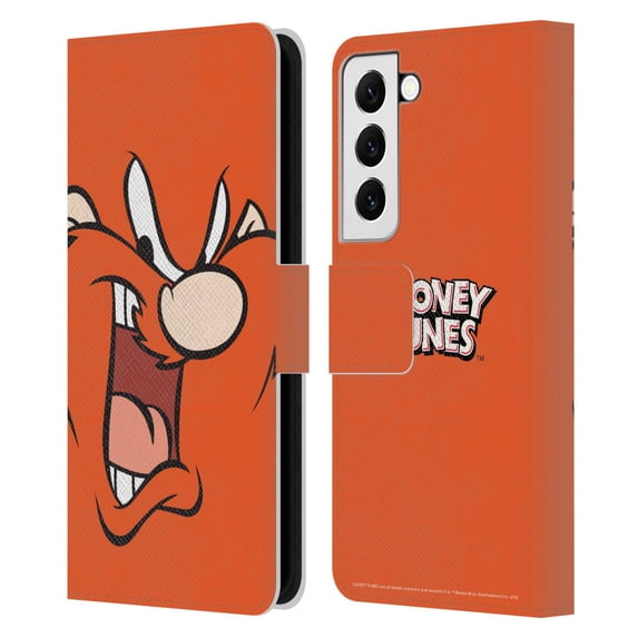 Head Case Designs Officially Licensed Looney Tunes Full Face Yosemite Sam Leather Book Wallet Case Cover Compatible with Samsung Galaxy S22 5G