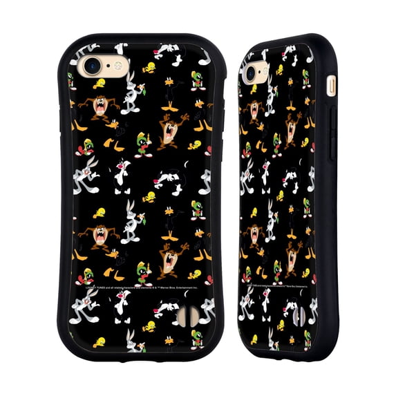 Head Case Designs Officially Licensed Looney Tunes Patterns Black Hybrid Case Compatible with Apple iPhone 7 / 8 / SE 2020 & 2022