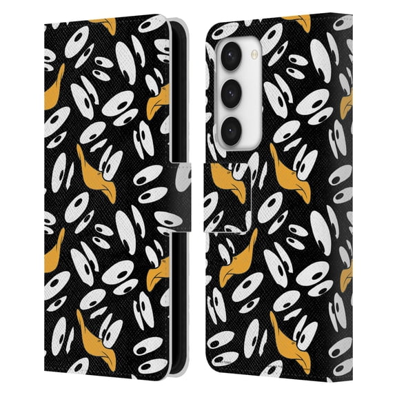 Head Case Designs Officially Licensed Looney Tunes Patterns Daffy Duck Leather Book Wallet Case Cover Compatible with Samsung Galaxy S23 5G
