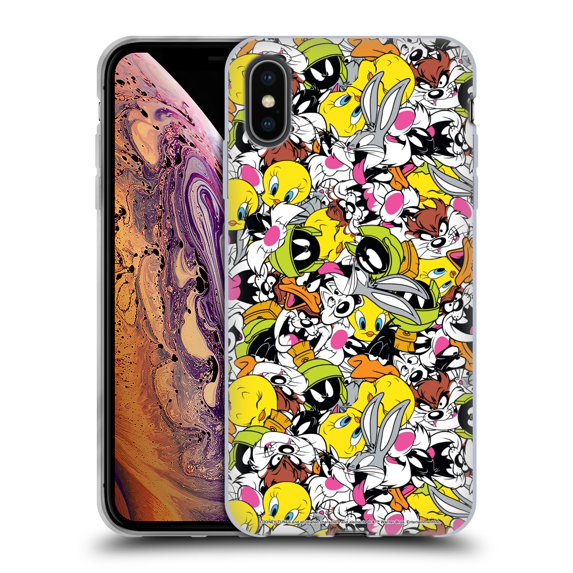Head Case Designs Officially Licensed Looney Tunes Patterns Group Soft Gel Case Compatible with Apple iPhone XS Max