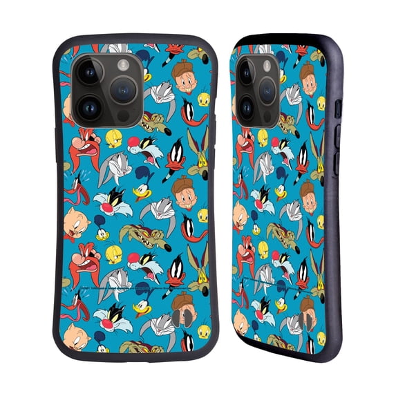 Head Case Designs Officially Licensed Looney Tunes Patterns Head Shots Hybrid Case Compatible with Apple iPhone 15 Pro Max