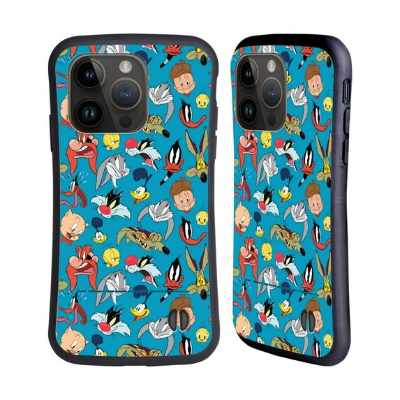 Head Case Designs Officially Licensed Looney Tunes Patterns Head Shots Hybrid Case Compatible with Apple iPhone 15 Pro