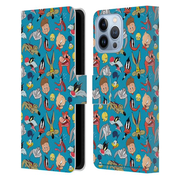 Head Case Designs Officially Licensed Looney Tunes Patterns Head Shots Leather Book Wallet Case Cover Compatible with Apple iPhone 13 Pro Max