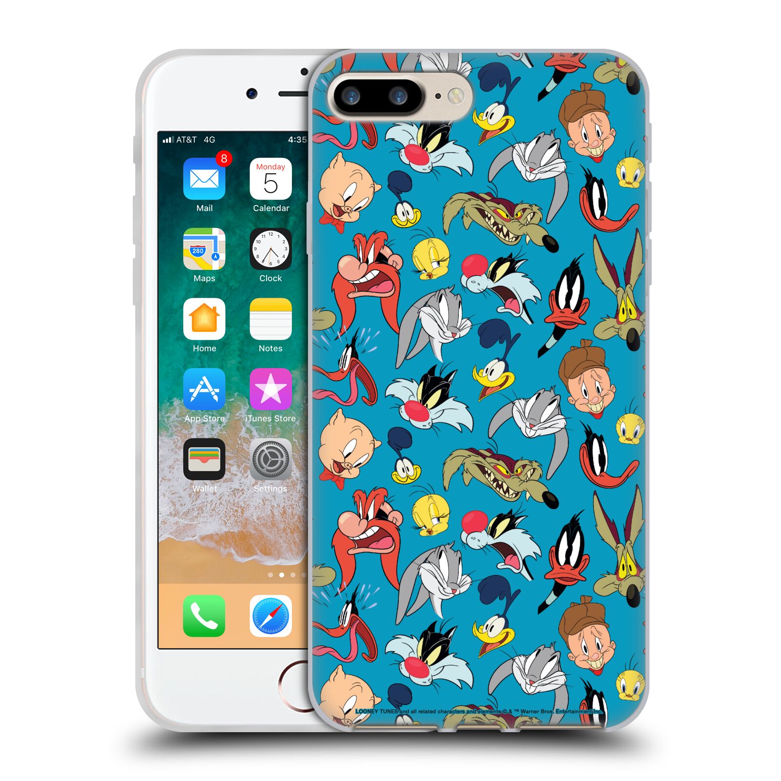 Head Case Designs Officially Licensed Looney Tunes Patterns Head Shots Soft Gel Case Compatible with Apple iPhone 7 Plus / iPhone 8 Plus - image 1 of 7