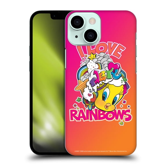 Head Case Designs Officially Licensed Looney Tunes Patterns I Love Rainbow Hard Back Case Compatible with Apple iPhone 13 Mini