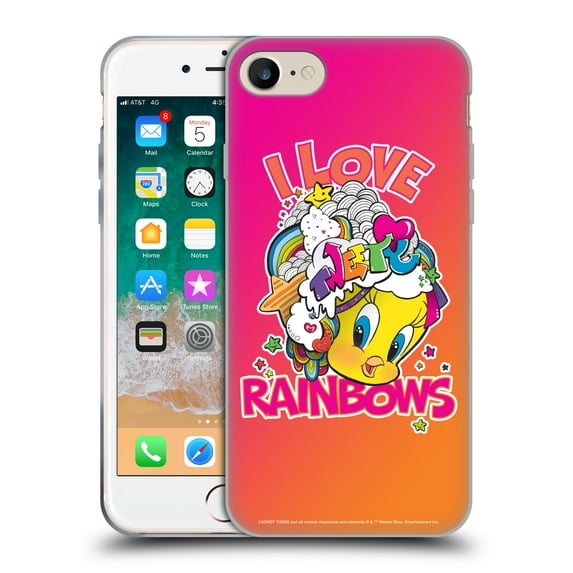Head Case Designs Officially Licensed Looney Tunes Patterns I Love Rainbow Soft Gel Case Compatible with Apple iPhone 7 / 8 / SE 2020 & 2022