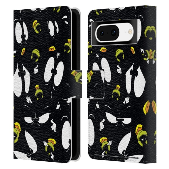 Head Case Designs Officially Licensed Looney Tunes Patterns Marvin The Martian Leather Book Wallet Case Cover Compatible with Google Pixel 8