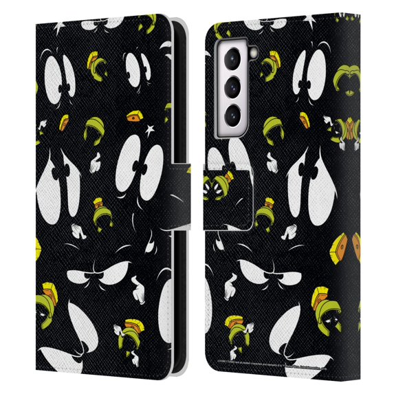 Head Case Designs Officially Licensed Looney Tunes Patterns Marvin The Martian Leather Book Wallet Case Cover Compatible with Samsung Galaxy S21 5G