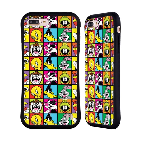 Head Case Designs Officially Licensed Looney Tunes Patterns Tiles Hybrid Case Compatible with Apple iPhone 7 Plus / iPhone 8 Plus