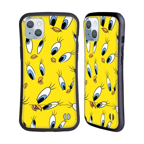 Head Case Designs Officially Licensed Looney Tunes Patterns Tweety Hybrid Case Compatible with Apple iPhone 14 Plus
