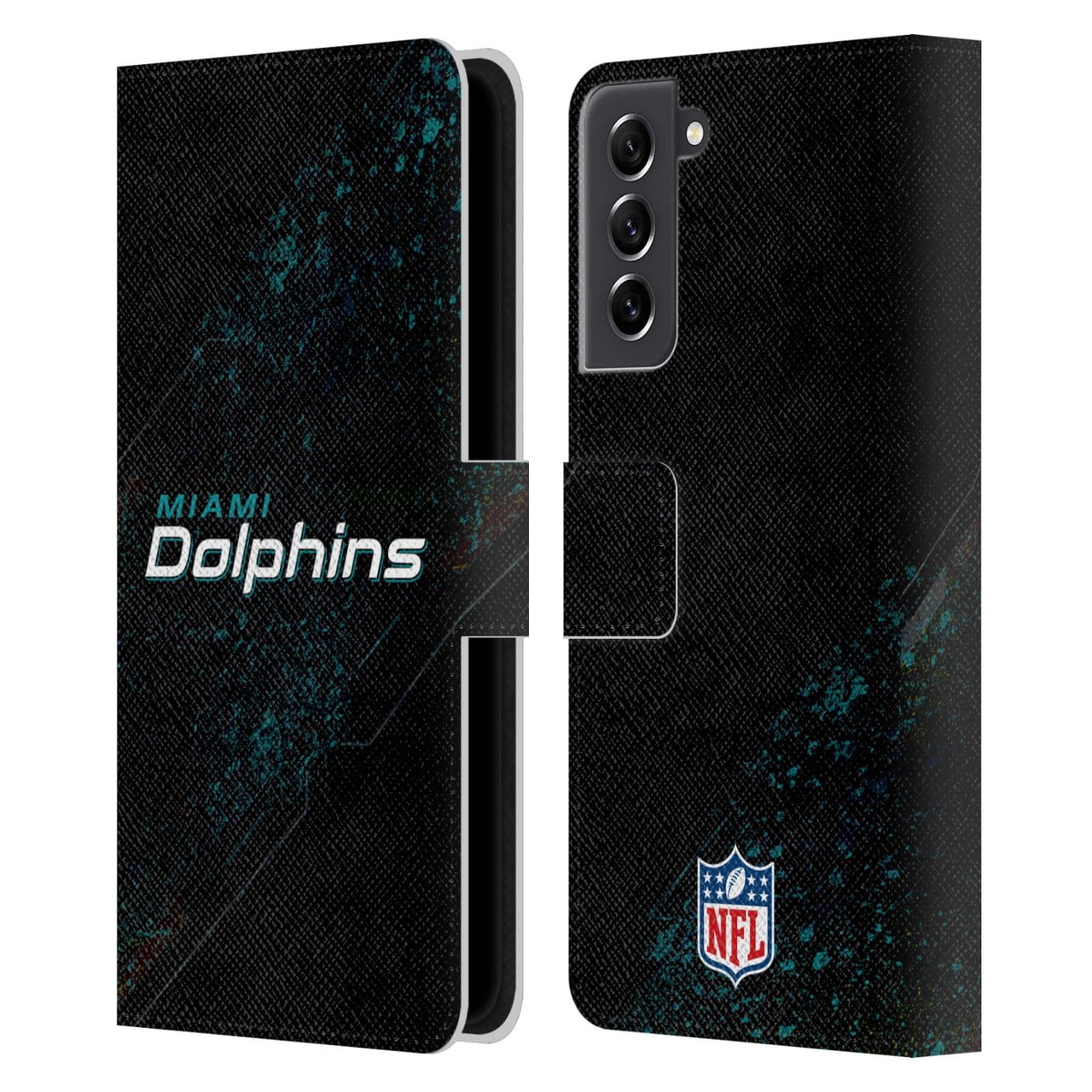 Head Case Designs NFL Miami Dolphins Logo Blur Leather Book Wallet Case Cover For Samsung Galaxy S21 FE 5G