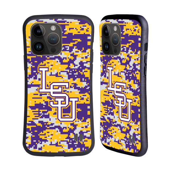 Head Case Designs Officially Licensed Louisiana State University LSU Louisiana State University Digital Camouflage Hybrid Case Compatible with Apple iPhone 15 Pro Max