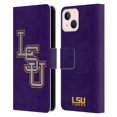 thumbnail image 1 of Head Case Designs Officially Licensed Louisiana State University LSU Louisiana State University Distressed Leather Book Wallet Case Cover Compatible with Apple iPhone 13, 1 of 6