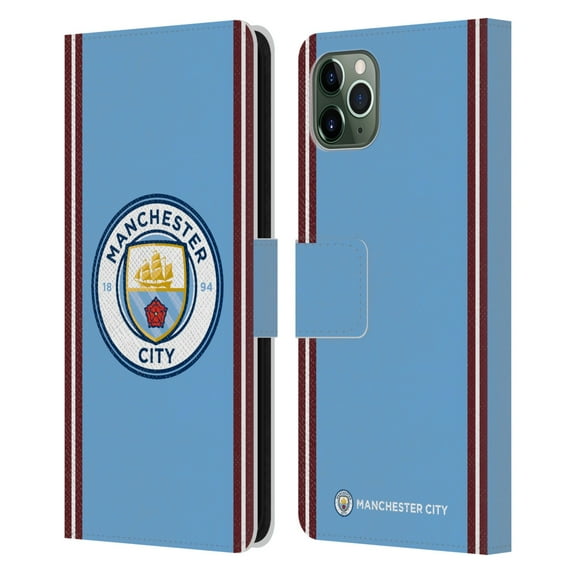 Head Case Designs Officially Licensed Manchester City Man City FC 2022/23 Badge Kit Home Leather Book Wallet Case Cover Compatible with Apple iPhone 11 Pro Max