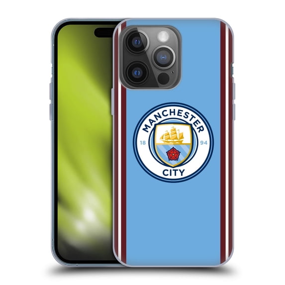Head Case Designs Officially Licensed Manchester City Man City FC 2022/23 Badge Kit Home Soft Gel Case Compatible with Apple iPhone 14 Pro