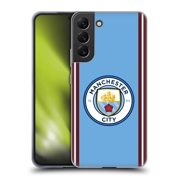 Head Case Designs Officially Licensed Manchester City Man City FC 2022/23 Badge Kit Home Soft Gel Case Compatible with Samsung Galaxy S22+ 5G