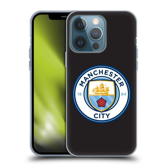 Head Case Designs Officially Licensed Manchester City Man City FC Badge Black Full Colour Soft Gel Case Compatible with Apple iPhone 13 Pro