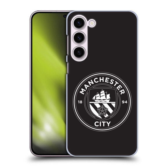 Head Case Designs Officially Licensed Manchester City Man City FC Badge Black White Mono Hard Back Case Compatible with Samsung Galaxy S23+ 5G