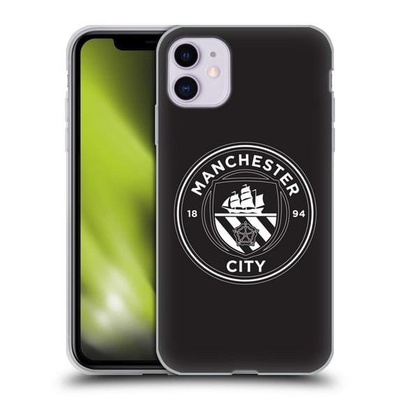 Head Case Designs Officially Licensed Manchester City Man City FC Badge Black White Mono Soft Gel Case Compatible with Apple iPhone 11