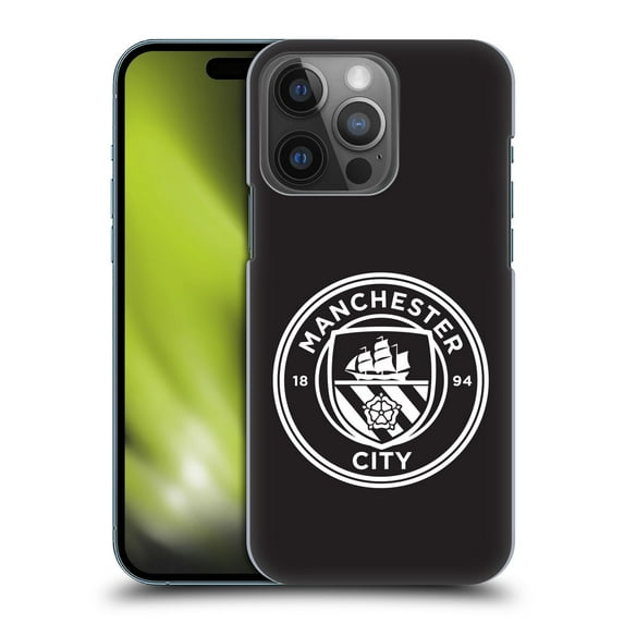 Head Case Designs Officially Licensed Manchester City Man City FC Badge Black White Outline Hard Back Case Compatible with Apple iPhone 14 Pro