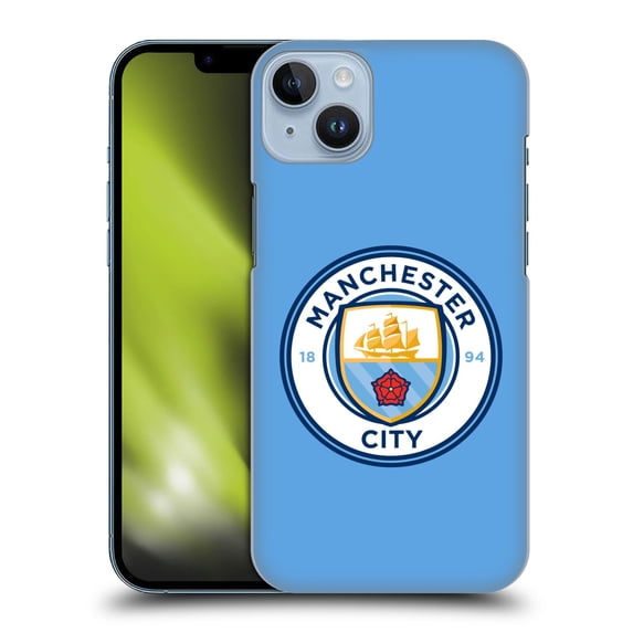 Head Case Designs Officially Licensed Manchester City Man City FC Badge Blue Full Colour Hard Back Case Compatible with Apple iPhone 14 Plus
