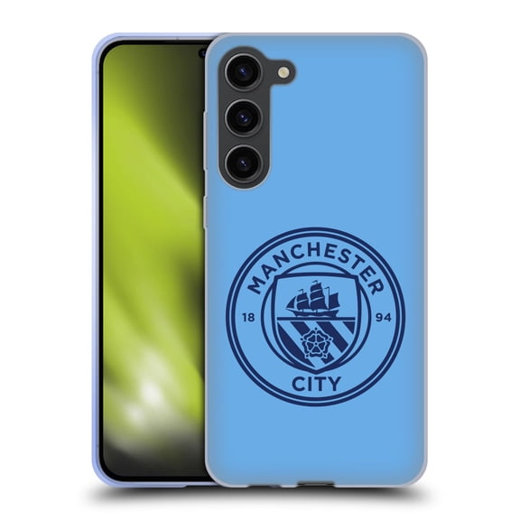 Head Case Designs Officially Licensed Manchester City Man City FC Badge Blue Obsidian Mono Soft Gel Case Compatible with Samsung Galaxy S23+ 5G