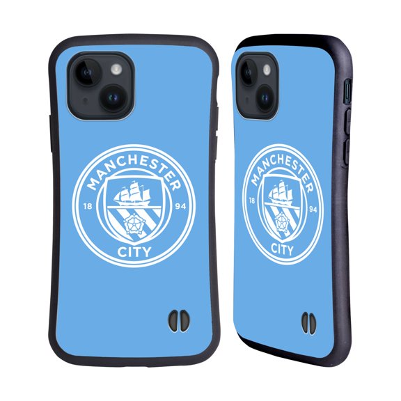 Head Case Designs Officially Licensed Manchester City Man City FC Badge Blue White Mono Hybrid Case Compatible with Apple iPhone 15