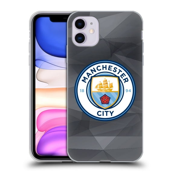 Head Case Designs Officially Licensed Manchester City Man City FC Badge Geometric Black Full Colour Soft Gel Case Compatible with Apple iPhone 11