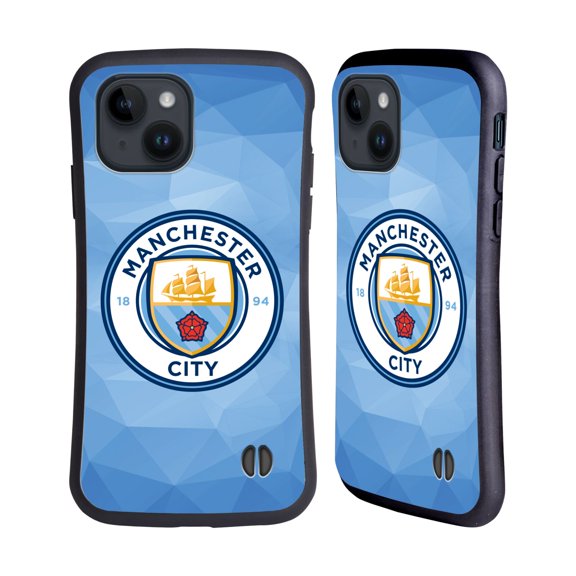 Head Case Designs Officially Licensed Manchester City Man City FC Badge Geometric Blue Full Colour Hybrid Case Compatible with Apple iPhone 15