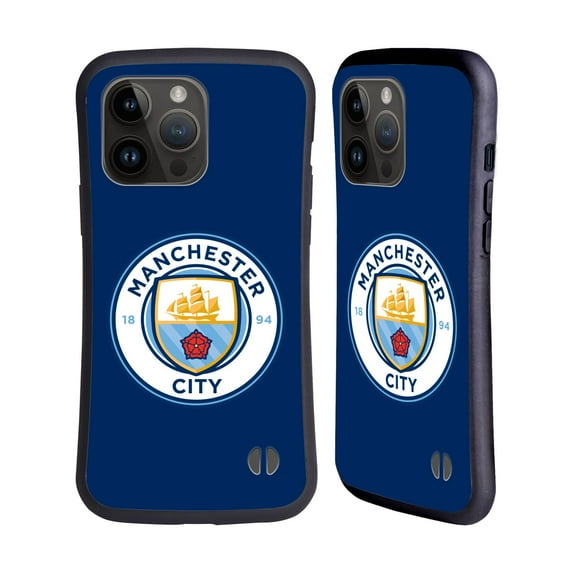 Head Case Designs Officially Licensed Manchester City Man City FC Badge Obsidian Full Colour Hybrid Case Compatible with Apple iPhone 15 Pro Max