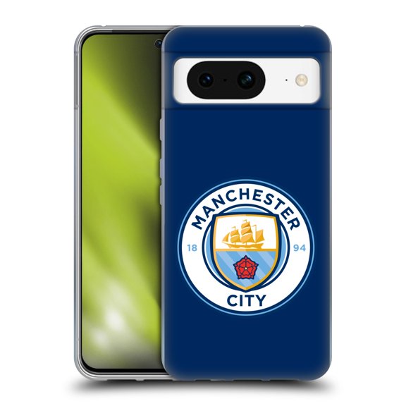 Head Case Designs Officially Licensed Manchester City Man City FC Badge Obsidian Full Colour Soft Gel Case Compatible with Google Pixel 8