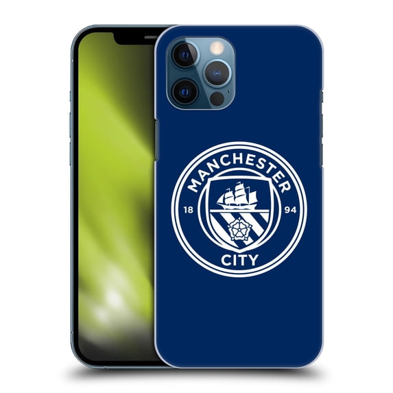 Head Case Designs Officially Licensed Manchester City Man City FC Badge Obsidian White Mono Hard Back Case Compatible with Apple iPhone 12 Pro Max