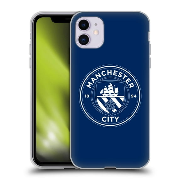 Head Case Designs Officially Licensed Manchester City Man City FC Badge Obsidian White Outline Soft Gel Case Compatible with Apple iPhone 11