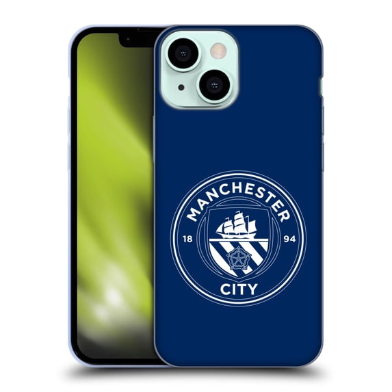 Head Case Designs Officially Licensed Manchester City Man City FC Badge Obsidian White Outline Soft Gel Case Compatible with Apple iPhone 13 Mini