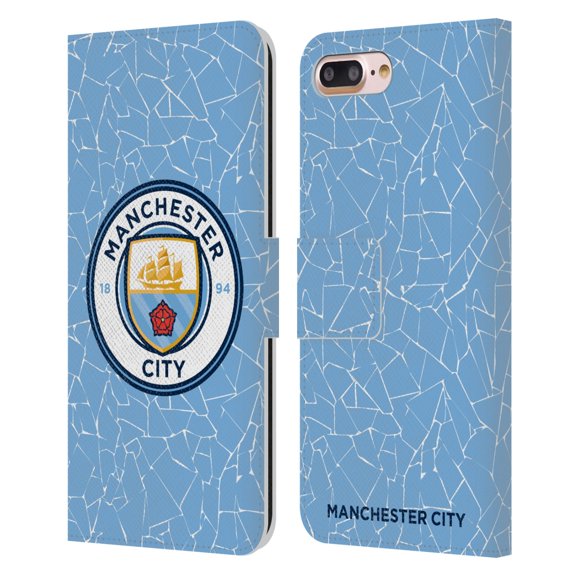 Head Case Designs Officially Licensed Manchester City Man City FC 2020/21 Badge Kit Home Leather Book Wallet Case Compatible with Apple iPhone 7 Plus / iPhone 8 Plus