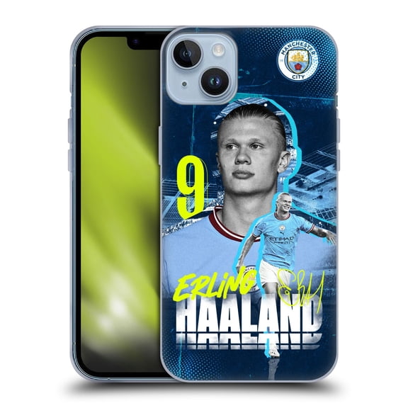 Head Case Designs Officially Licensed Manchester City Man City FC 2022/23 First Team Erling Haaland Soft Gel Case Compatible with Apple iPhone 14 Plus