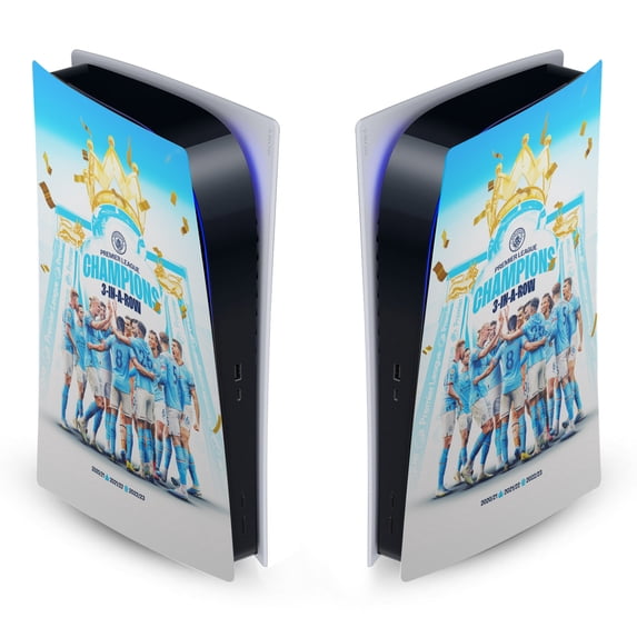 Head Case Designs Officially Licensed Manchester City Man City FC 2023 Champions Team Poster Vinyl Sticker Skin Decal Compatible with Sony PS5 Digital Edition Console