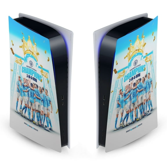 Head Case Designs Officially Licensed Manchester City Man City FC 2023 Champions Team Poster Vinyl Sticker Skin Decal Compatible with Sony PS5 Digital Edition Console