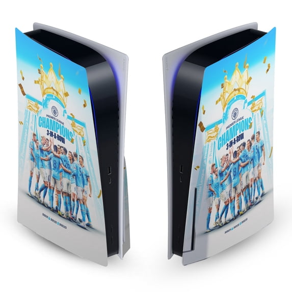 Head Case Designs Officially Licensed Manchester City Man City FC 2023 Champions Team Poster Vinyl Sticker Skin Decal Cover Compatible with Sony PS5 Disc Edition Console