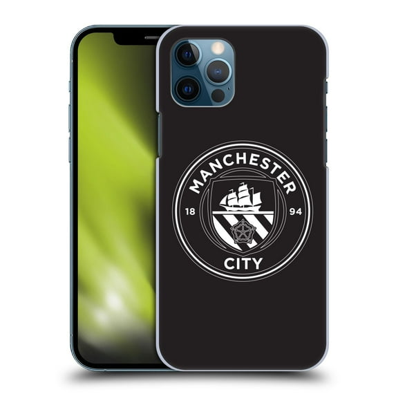 Head Case Designs Officially Licensed Manchester City Man City FC Badge Black White Mono Hard Back Case Compatible with Apple iPhone 12 / iPhone 12 Pro