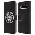 thumbnail image 1 of Head Case Designs Officially Licensed Manchester City Man City FC Badge Black White Outline Leather Book Wallet Case Cover Compatible with Samsung Galaxy S10+ / S10 Plus, 1 of 6
