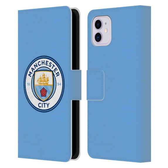Head Case Designs Officially Licensed Manchester City Man City FC Badge Blue Full Colour Leather Book Wallet Case Cover Compatible with Apple iPhone 11